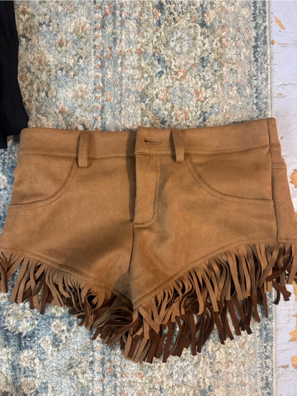 SHEIN Brown Suede Fringe Shorts